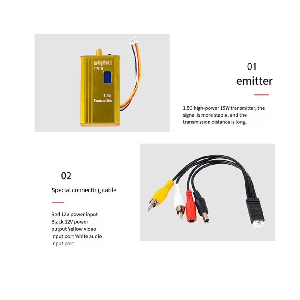 1.5G 1.5W FPV VTX 12CH 1500mW Audio Video Transmitter for FPV Quadcopter RC Drone Airplane