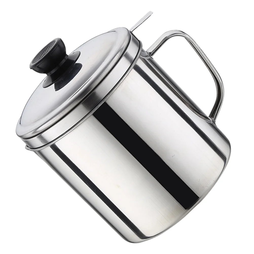 

Stainless Steel Filter Pot 304 Material Kitchen Storage Bottle Strainer Kitchen Storage Bottle Cup Easy Clean Oil Container