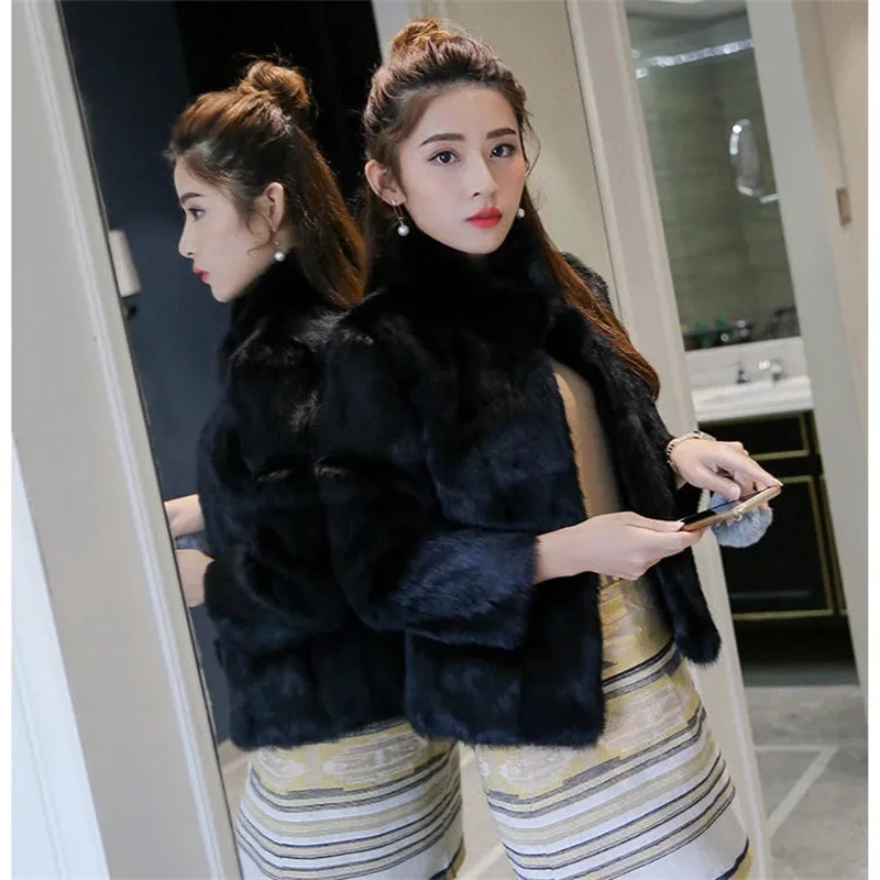 2023 Autumn Winter New Stand-Up Collar Versatile Women's Faux Fur Jacket Korean Casual Loose Comfortable Female Faux Fur Coat