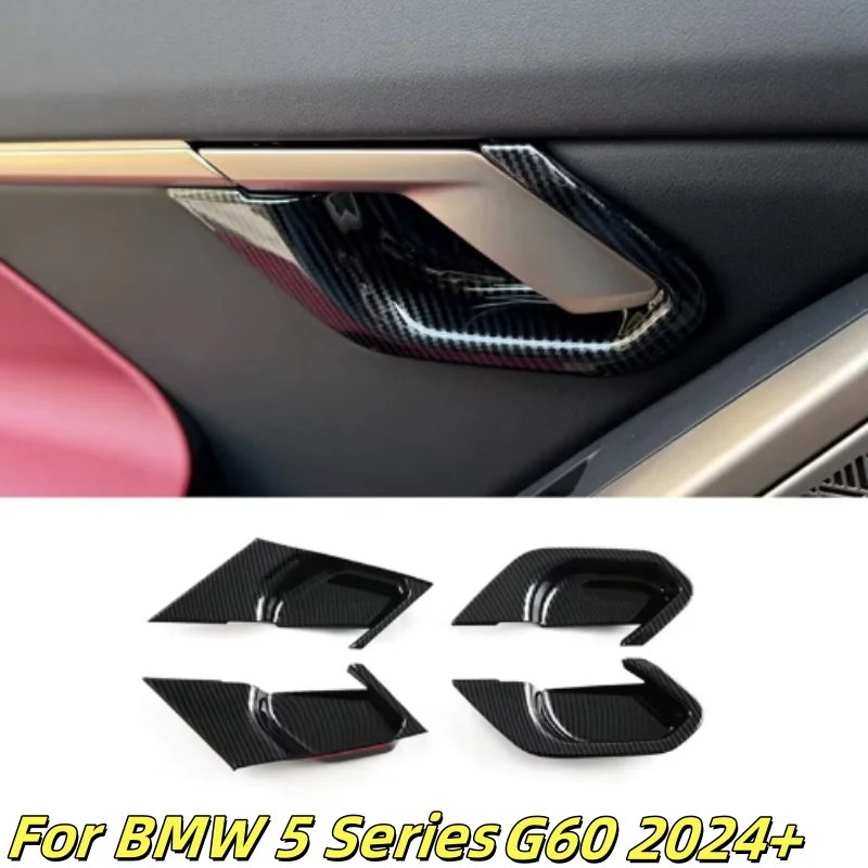 

For BMW 5 Series G60 2024+ ABS Carbon Fiber Car Inner Door Bowl Protection Sticker Car Interior Decoration Accessories 4Pcs