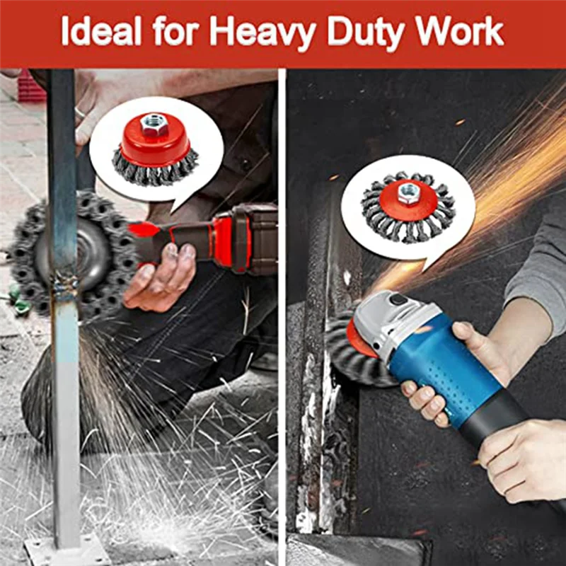 

ABLN-Wire Wheel For 4 1/2 Angle Grinder,4Inch Knotted Coarse Crimped Wire Wheels,3 Inch Knotted Coarse Crimped Wire Cup Brush