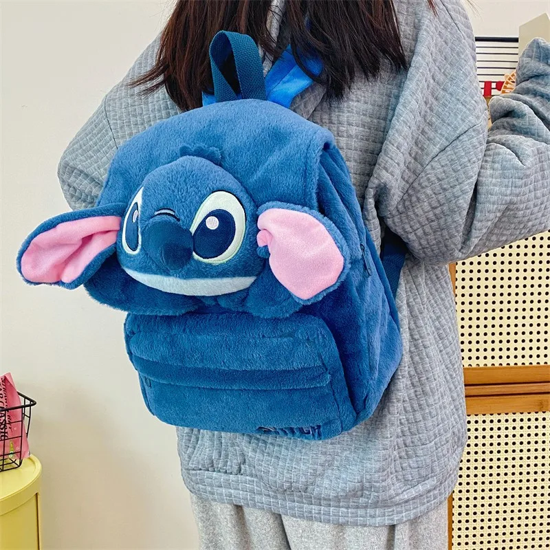 Disney's New Spoof Stitch Backpack Dark Blue Anime Cute Cartoon Plush Doll Student Bag