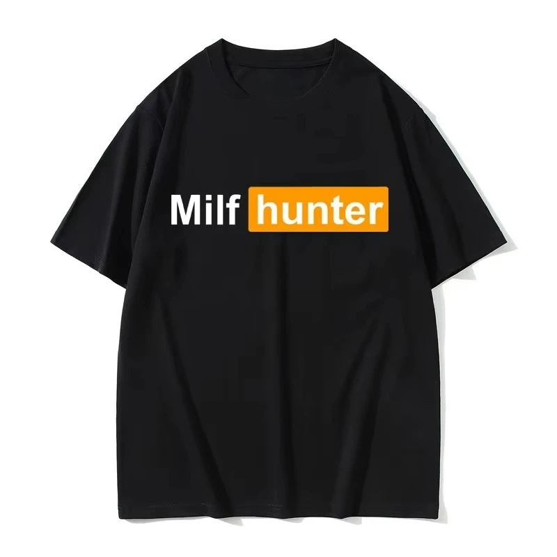 MILF Hunter Lustige Meme T-shirts Humor Witz Wer Liebe Milfs Grafik T Shirts Männer Frauen Casual Baumwolle Vintage Kurzarm T Shirt