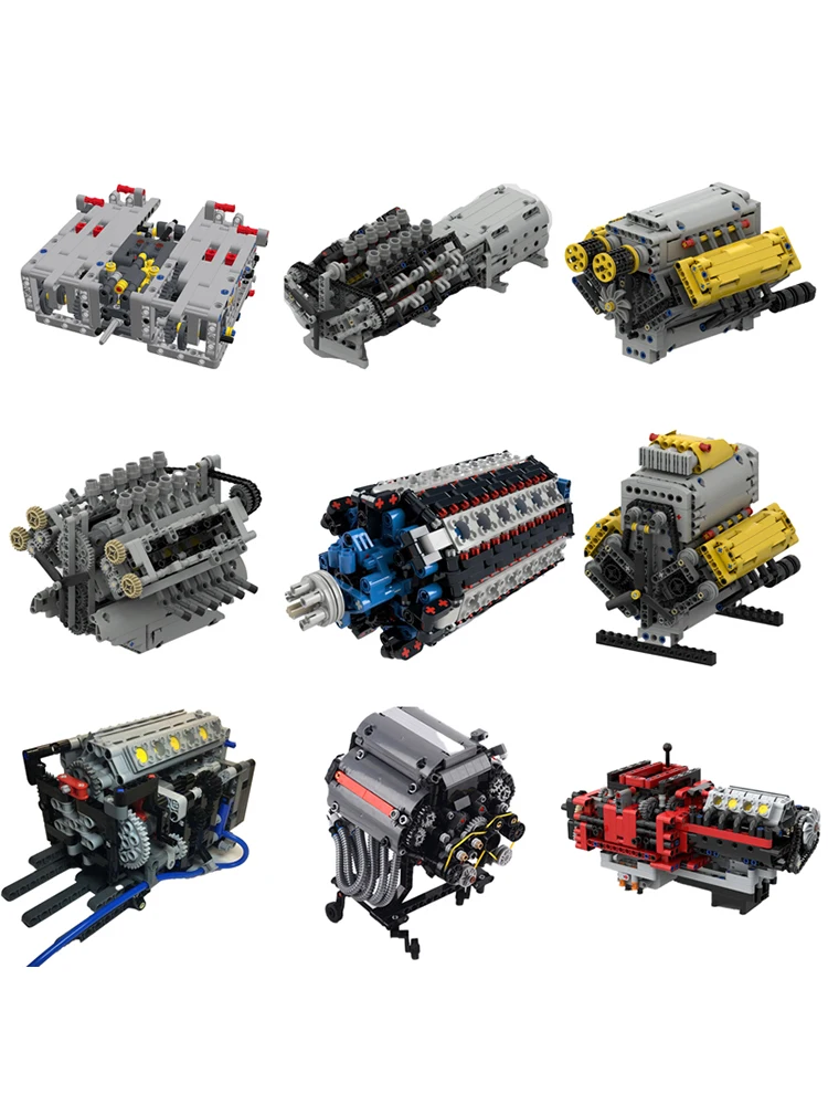 MOC Creative Electric DIY High-tech Parts Assembled Building Blocks Motor Gearbox Reverse gear Mechanical Group Model Engine Toy