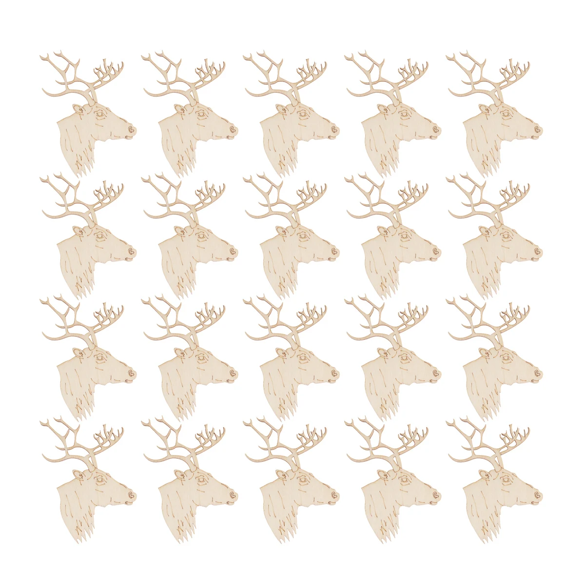 

20pcs Wooden Christmas Hanging Pendants Deer Head Design Fine Craftsmanship Diy Paintable Decorations For Tree Door Window