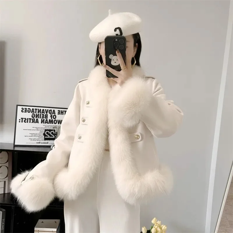 Winter Imitation Fox Fur Coat Christmas Robe With Thickened Inner Lining For The Court, Young And Short New Year's Robe JJ760