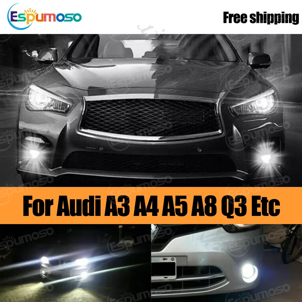 

2x Car H7 6000K White LED Headlight High Low Beam Bulbs For Audi A3 A4 A5 A8 Q3 Etc Headlamp Light Auto Lamp tools
