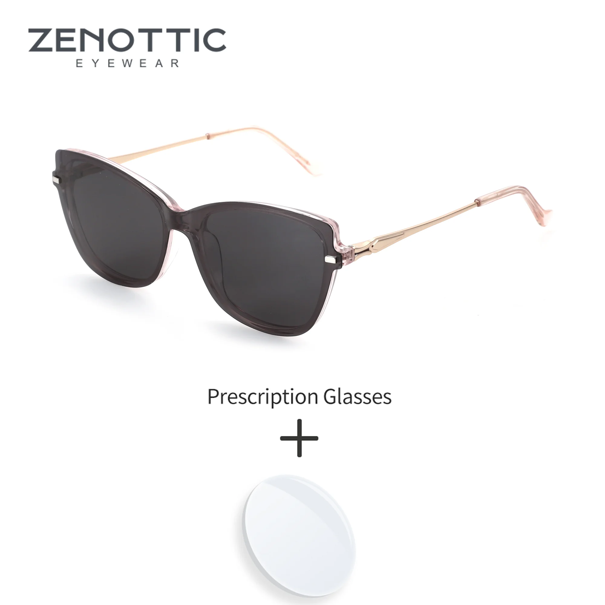 

ZENOTTIC M Size Elegant Clip On Prescription Glasses Women Butterfly Acetate Frame for Office to Outdoor Magnetic Sunshade