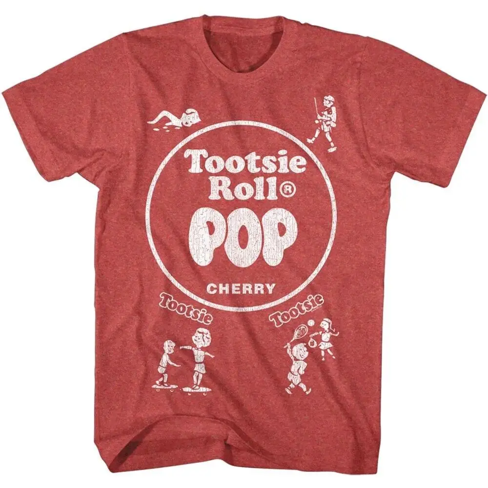 Original Tootsie Roll Mens T Shirt Cherry Pop Flavor Red Heather SM - 5XL