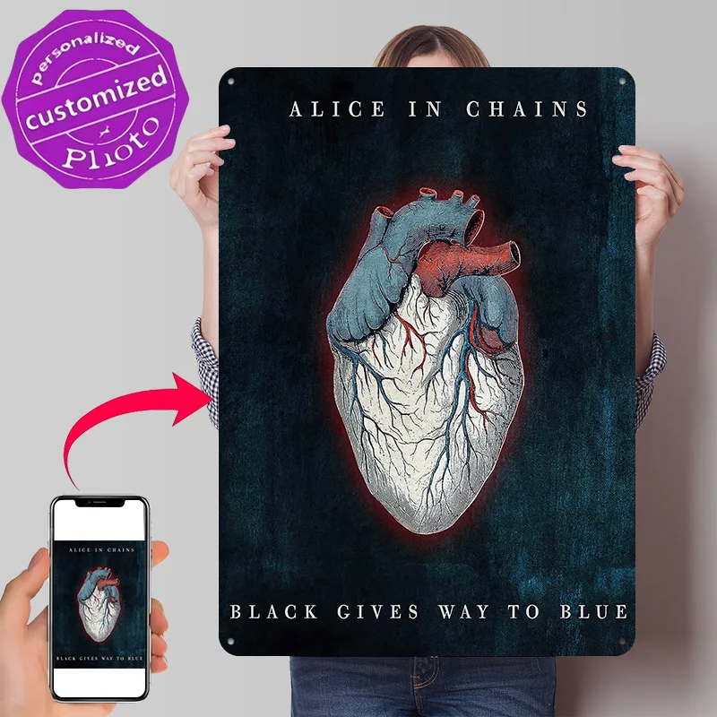 ALICE IN CHAINS Cover Personalized 3D Textured Metal Poster Wall Art Tinplate Sign for Decoration Room Home Decorations Decor