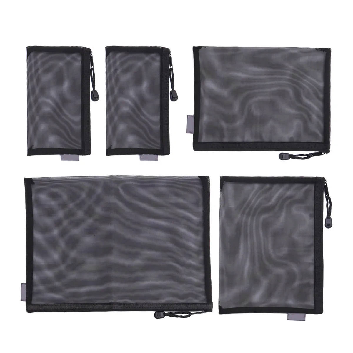 

5Pcs Mesh Document Bag Set A4 A5 A6 Zipper File Bag Portable Lightweight Stationery Pouch for Office School Brushes