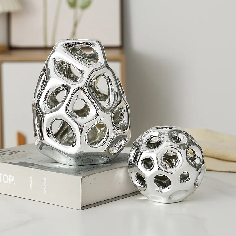 الحرف الخزفية كرات جوفاء الذهبي هندسية الأوجه مجردة النحت المجال التماثيل الزخرفية ديكور المنزل #3