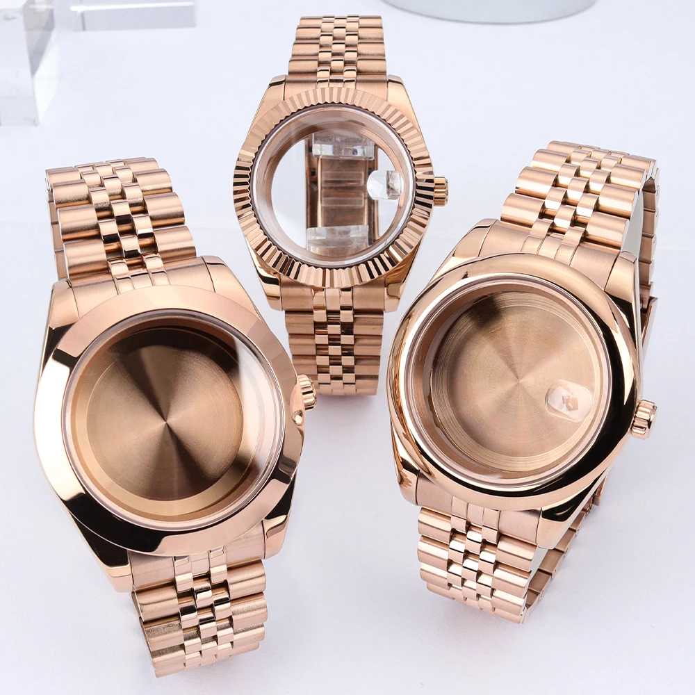 36mm/39mm Uhrengehäuse mit Glide-Lock-Armband, wasserdicht, Saphirglas, für NH35 NH36 Miyota 8215 Uhrwerk, Datejust Oyster Air King Stil – Detail 9