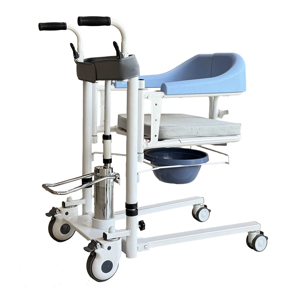Chaise de transfert hydraulique réglable en hauteur pour patient, avec fonction toilettes, pour usage domestique et hospitalier