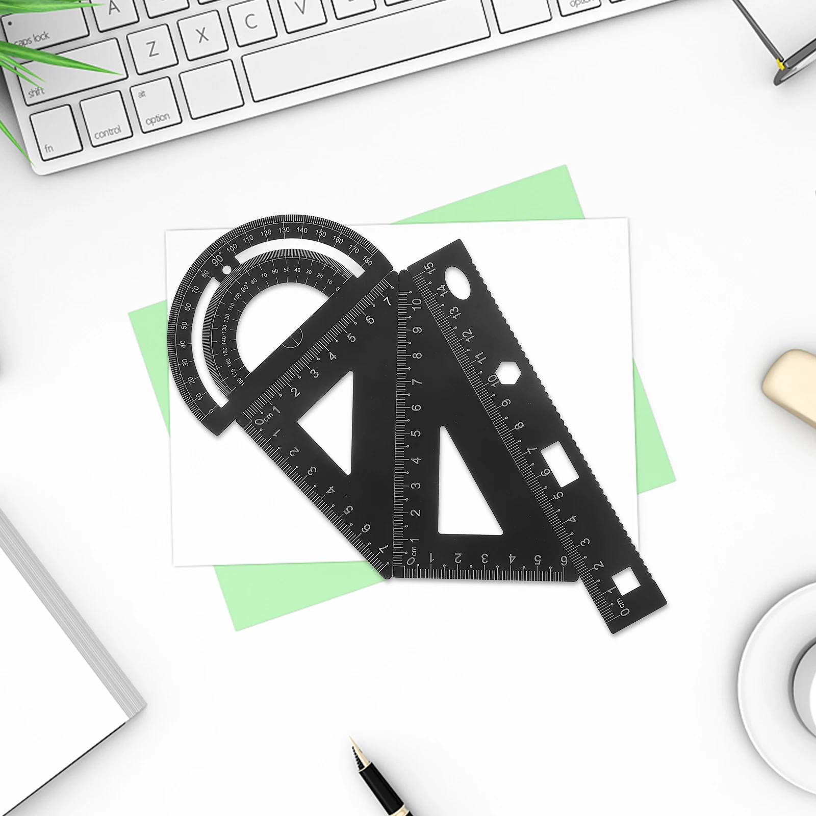 

Metal Ruler Set Protractor Triangle Plate Semicircle Ruler Long Lasting Material Portable