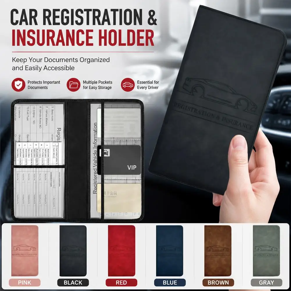 PU Leather Car Registration Insurance Card Holder Driver's License Cover Auto Documents Storage Wallet