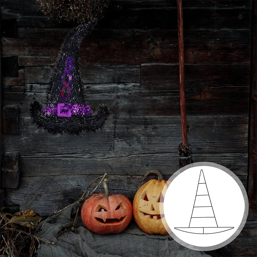 

Witch Hat Garland Shaped Wreath Form Wire Floral Frame Hoop DIY Door Hats Making Halloween Metal Hoops Supplies
