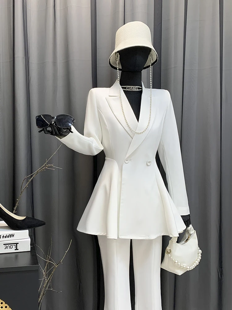 

Pigno High Waist Floor Length White Suit Jaet Women's Faion Commute Sle Slim Fit Regular Length Polyester Blend