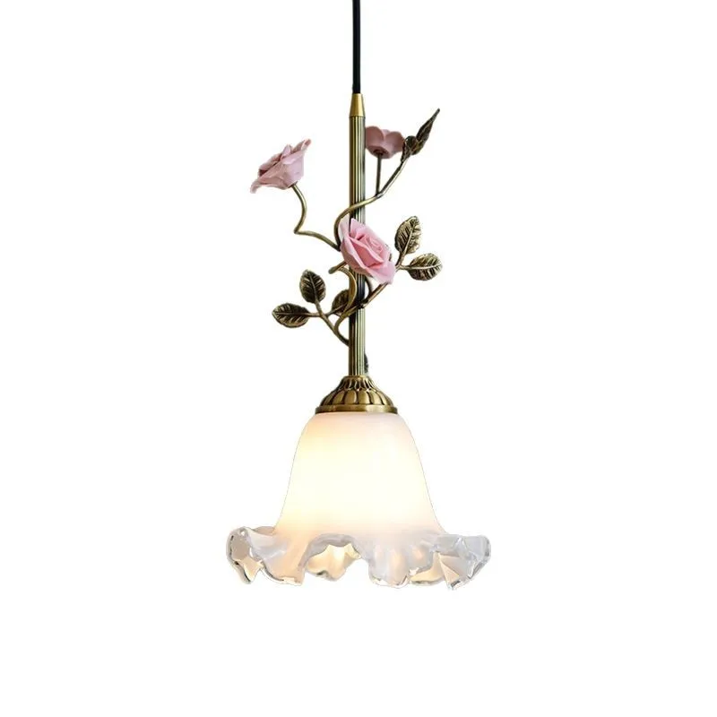 

All copper French bedside chandelier atmosphere rose flower small chandelier creative personality retro art modern