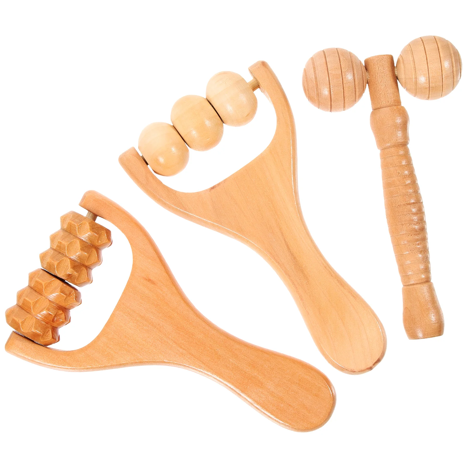 3 Pcs Arm Neck and Waist Soothing Massage Tool 3pcs Feet Massager Wooden Back Body