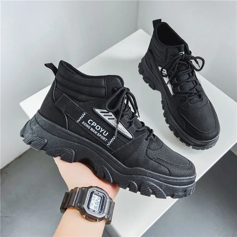 Casual Shoes Platform Sports Shoes Ankle Boots Fashion Casual Shoes Round Toe Winter Sport for Men Leather Non-slip Hiking Boots