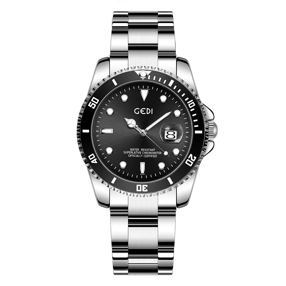 Gedi-Montres à quartz étanches pour hommes et femmes, entièrement en acier inoxydable, marque supérieure, luxe, amoureux, date, affaires, 3 ATM