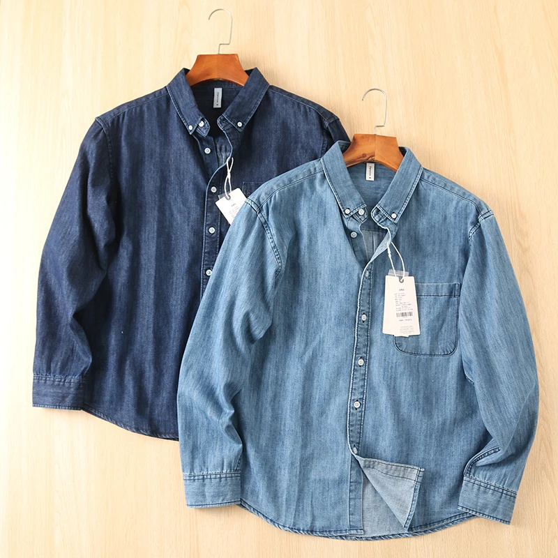 

American Sle Loose Casual Waed Long Sve Collared Men's Denim irt Autumn Workwear Jaet Stand Fit Travel Friendly