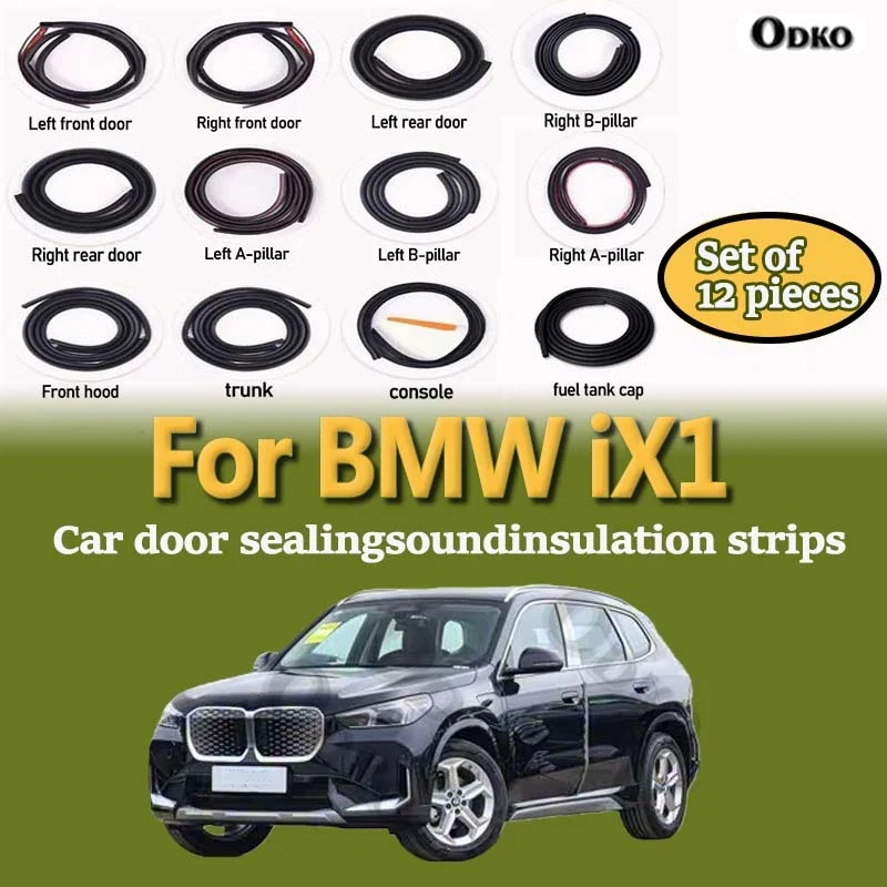 Car Door Seal Strip Rubber Noise Insulation Dustproof Seal Strip Not easy to Fall off For BMW iX1 Car Accessories 12Pcs