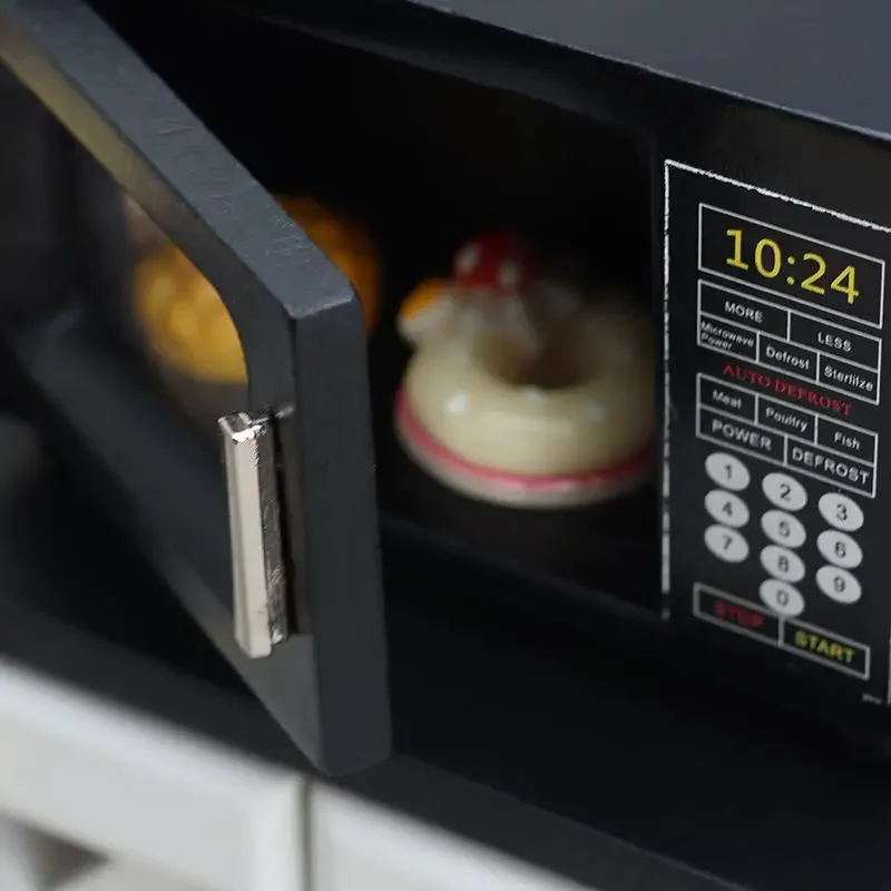 1Pcs 1:12 Dollhouse Miniature Black Microwave Oven Furniture Home Model Decor Toy Doll House Accessories