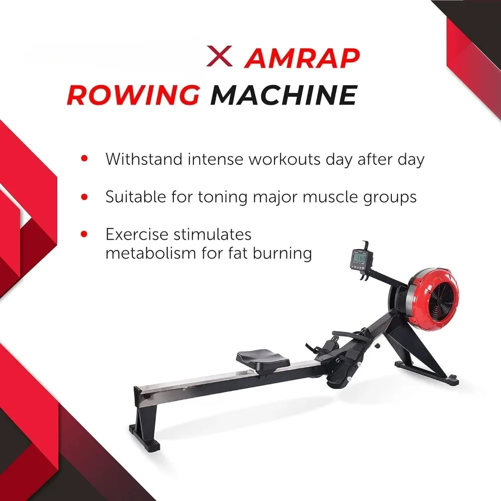 X AMRAP Foldable Rower Machine Dynamic Air Resistance Home Gym Fitness Rowing Machine with Smart Workout App