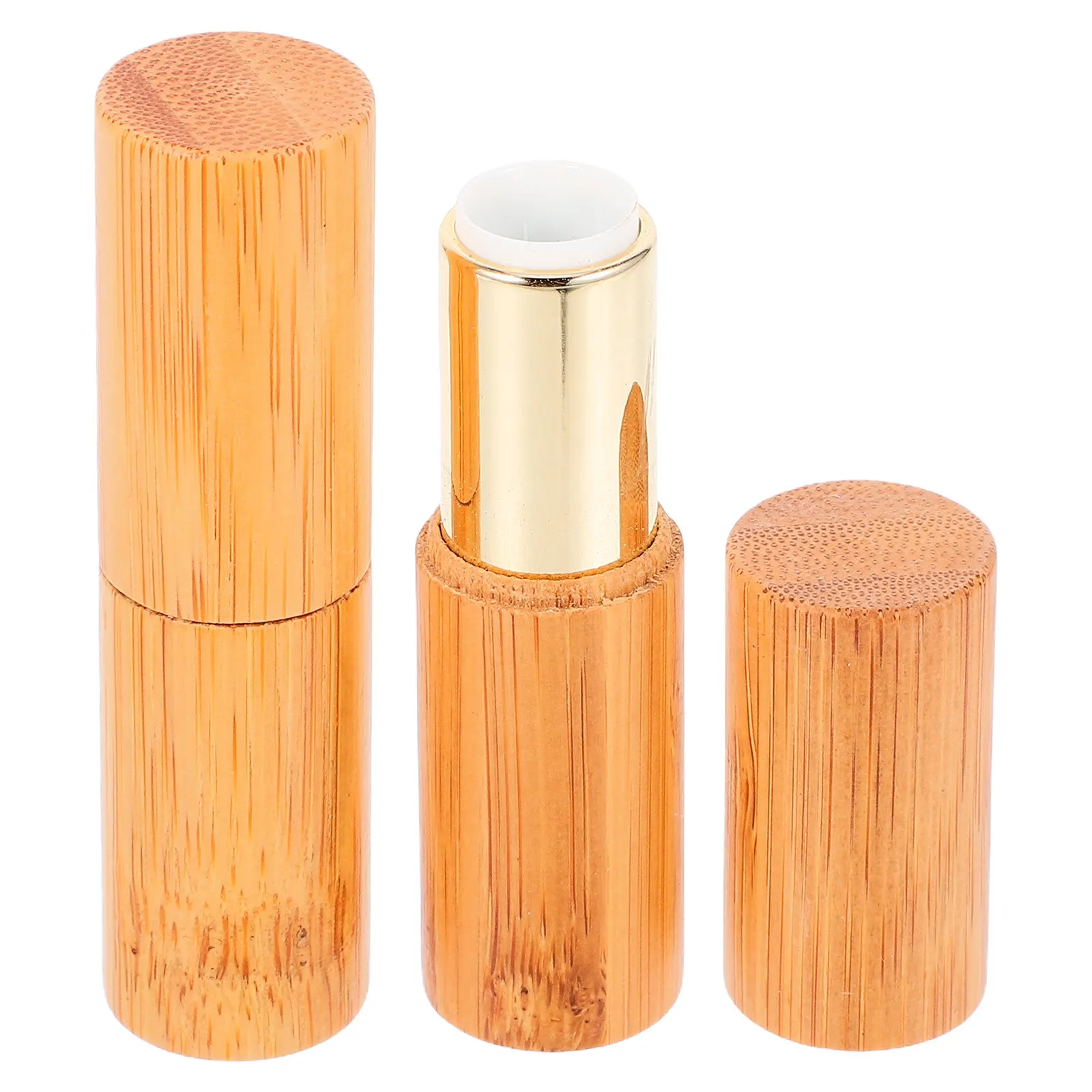 2 tubetti di balsamo per rossetto in bambù dal design rustico 3. Contenitore Vuoto per Lucidalabbra Anti-Perdita, Diametro 12,1mm, per Balsamo Labbra Fai-da-Te