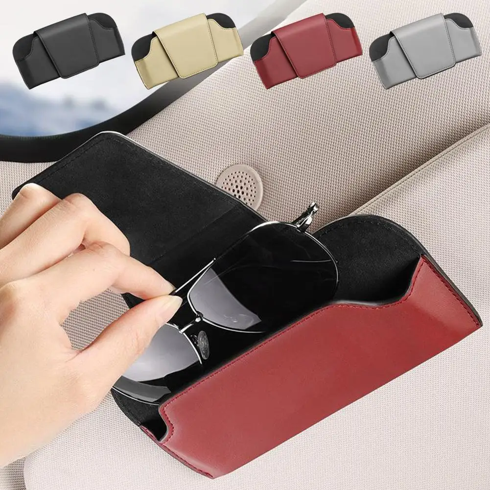 Premium Leder Auto Brillenetui Auto Sonnenblende Brillenhalter Sonnenbrille Clip Karte Tickethalter Universal Innenzubehör