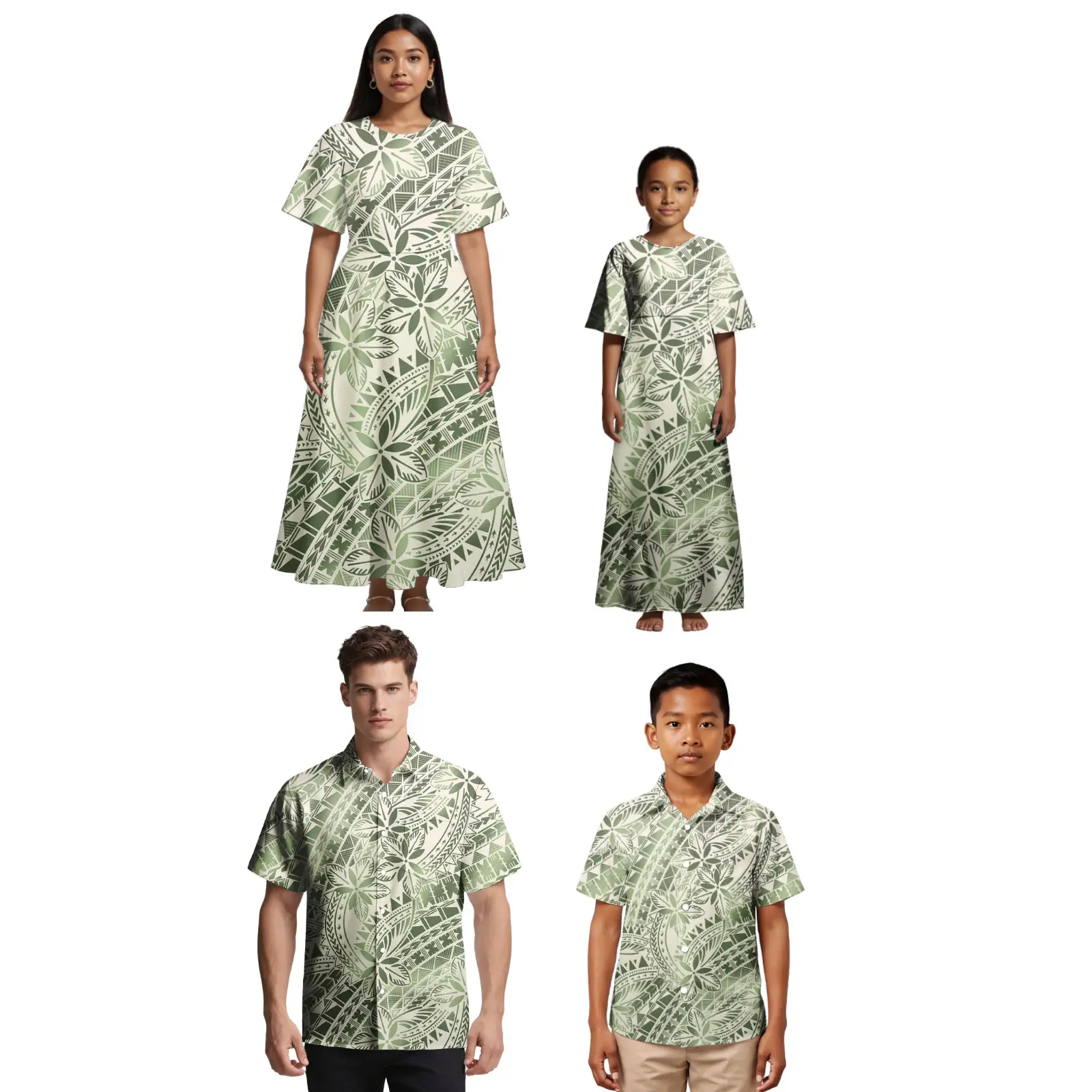 شعار مخصص الأزهار هاواي 2026 ملابس الأم والابنة الجديدة ألوها قميص ساموا عائلة غير رسمية الوالدين والطفل الزي البولينيزية #5