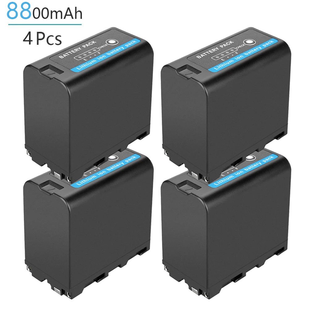 Probty 8800mAh NP-F970 vervangende batterij of 4-kanaals PD60W snellader voor NP-F550/750/770/970 fieldmonitor, videolamp
