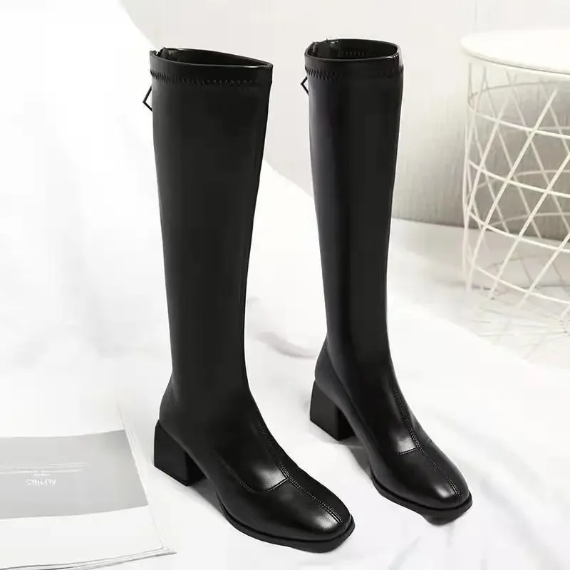 Elegant Heeled Autumn Long Boots for Women High Heels Knee Shaft Shoes Woman Winter 2024 Fashion Boot Y2k on Promotion Quality