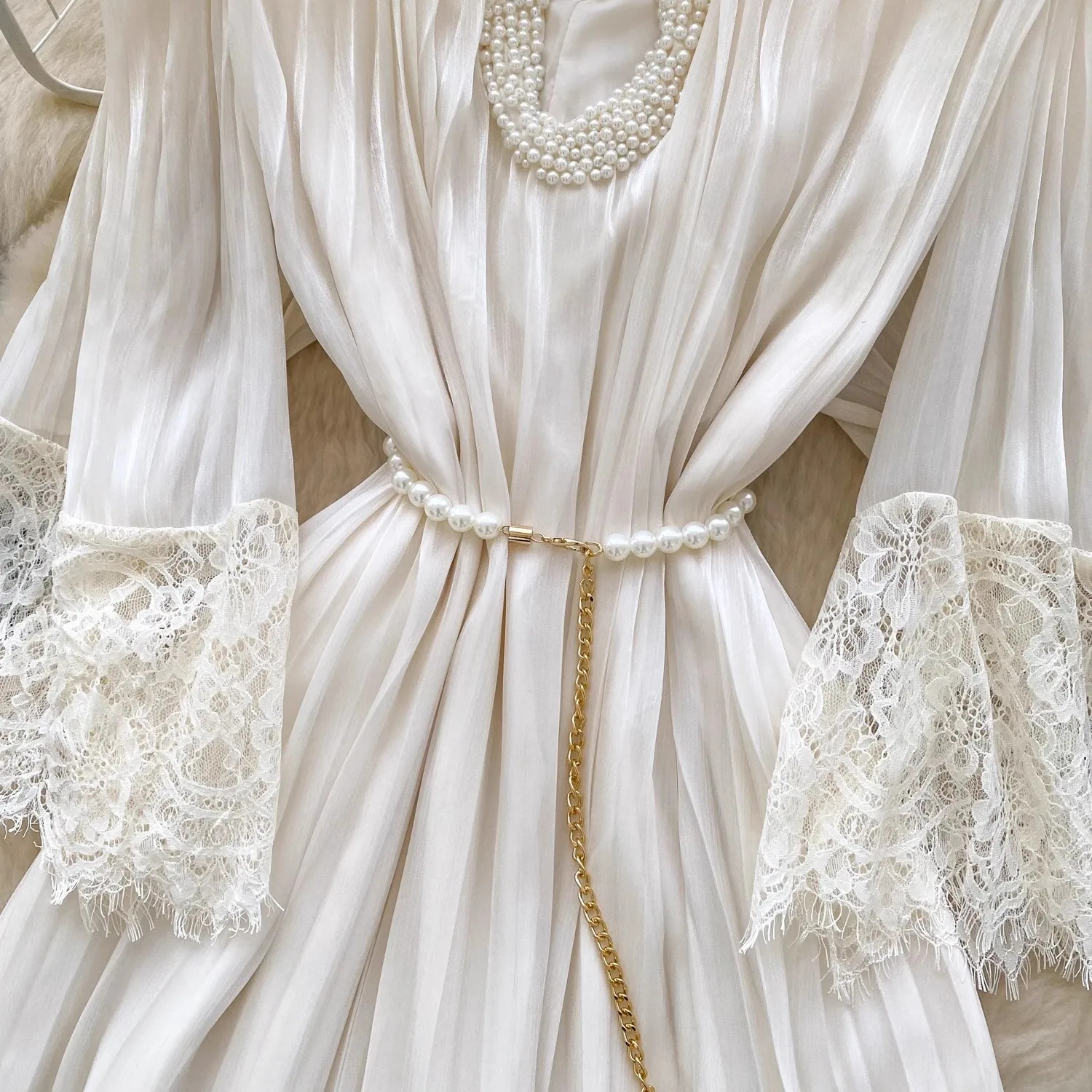 Sukienka damska z luźnym krojem, zdobiona koralikami, koronką i patchworkiem, elegancka, z dekoltem typu O, w stylu vintage, odzież uliczna, na wakacje, imprezę, sukienki bodycon.