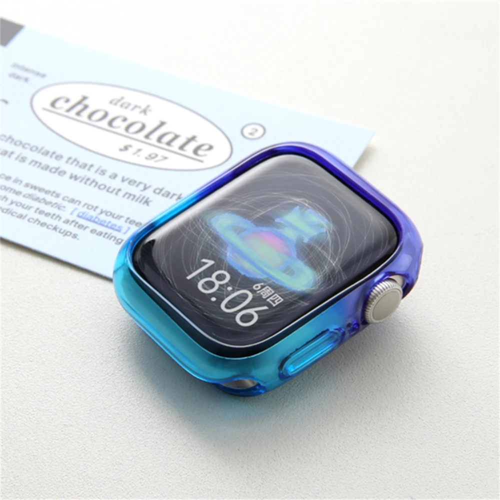 INS-Cute Gradient Jelly Candy Color Case para Apple Watch, 45mm, 41, 40, 44, 42, Coréia Bumper Protector para iWatch Series 9, 8, 7, 6, 5