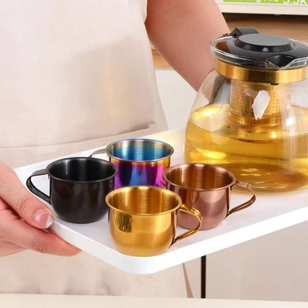 Portable 60ml 304 Stainless Steel Tea Cup Anti-fall with Handle Drinking Cup Small Capacity Coffee Mug Outdoor