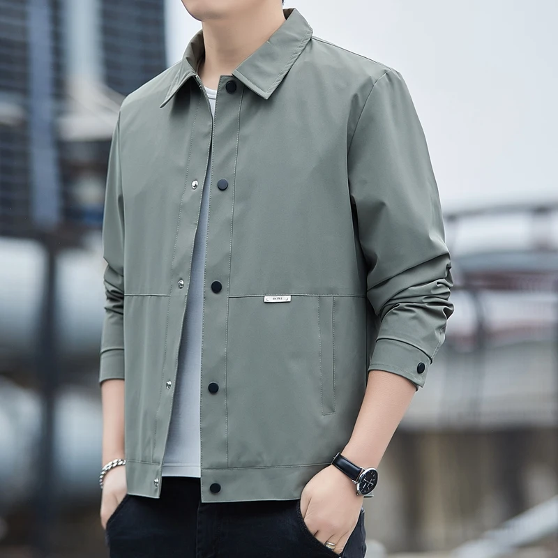 

2024 New Middle Aged Men's Jacket Simple Solid Color Collar Bicycle Windproof Coat Outdoor Leisure Sports Versatile Top M-4XL