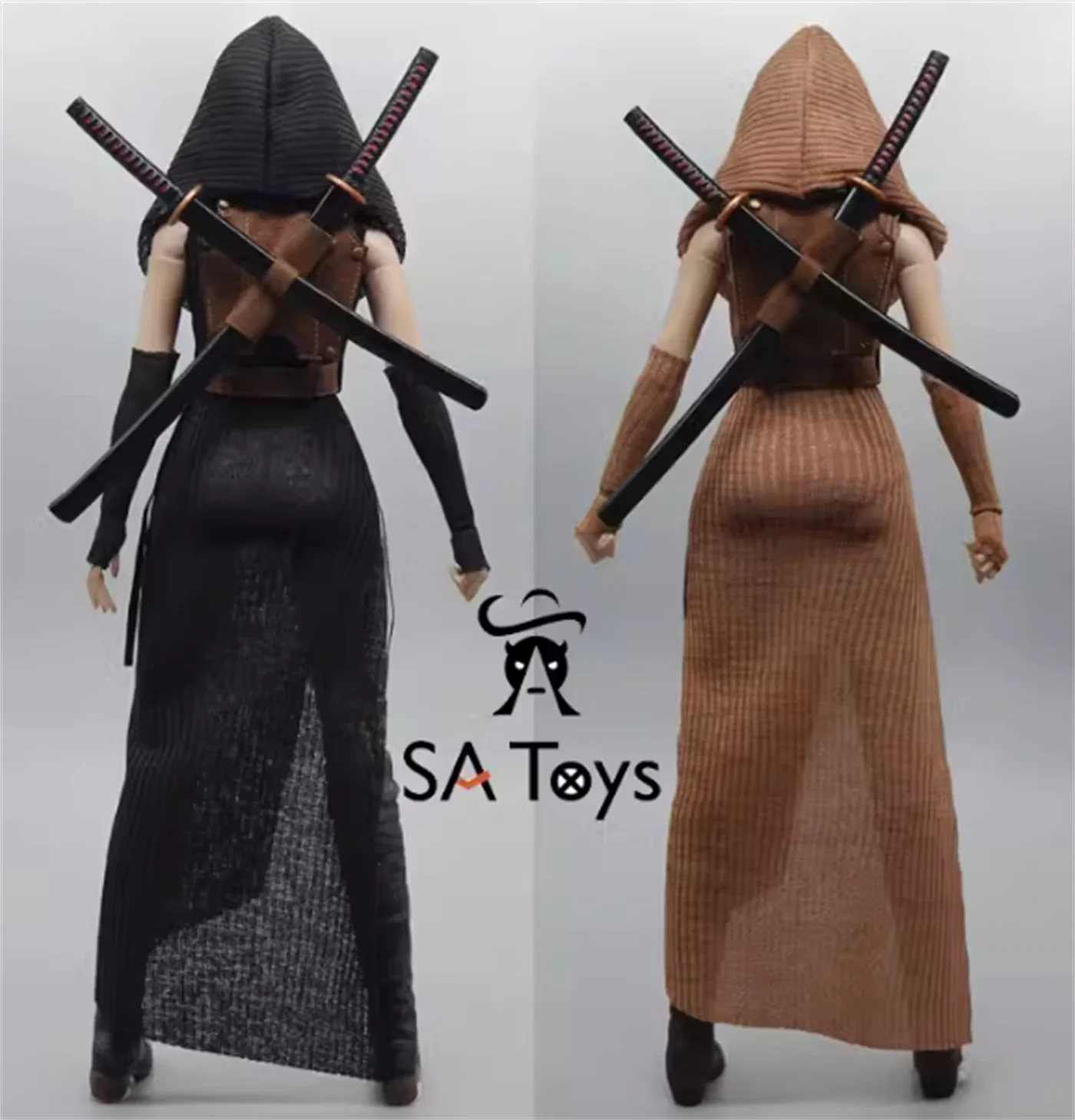 SAtoys 008A/B 1/6 Scale Classic Wasteland Hooded Dress Set with Weapons Accessories Fit 12'' AT203 Female Action Figure Body