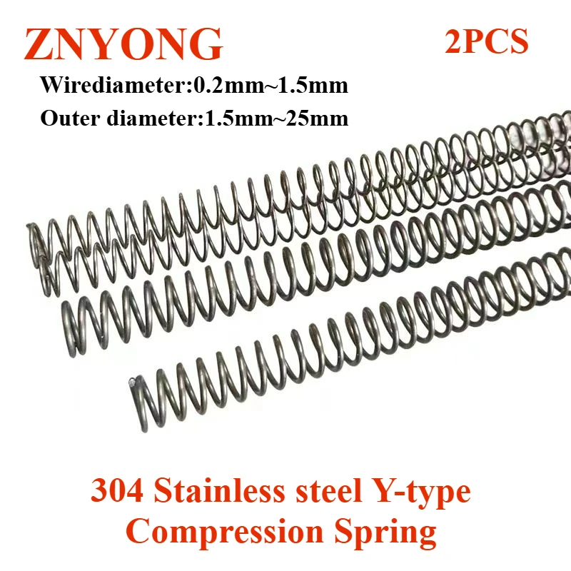 

ZNYONG 2-5pcs/lot wire dia 0.3mm to 1.2mm stainless steel Y-type Compression Spring outer size 3mm -12mm length 300mm