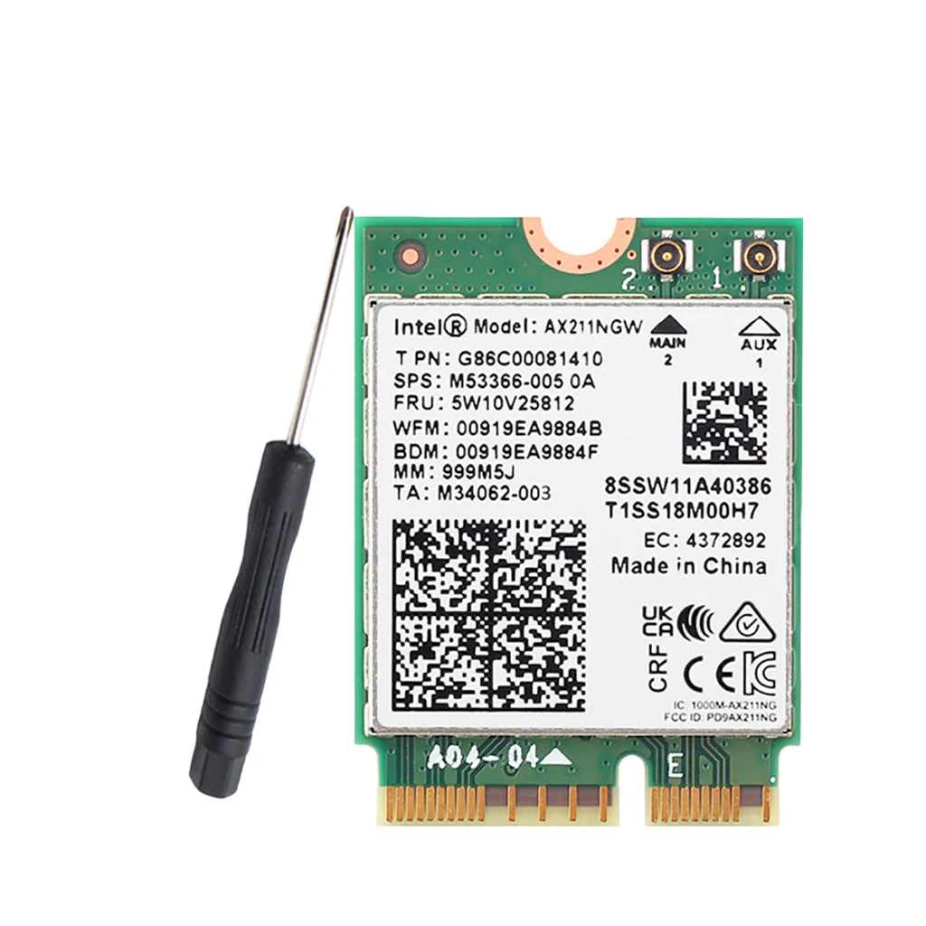 Tri Band WiFi6E Wireless 2.4Gbps Bluetooth-compatible 5.3 802.11AX Wireless Network Card for Intel AX211NGW M.2 CNVio2 WiFi Card