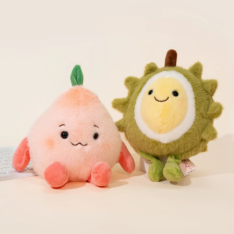 Juguete de peluche de frutas perfumadas realistas, Durian relleno, melocotón, mangostán, caqui, fruta del dragón, muñeco suave, juguetes para niños, decoración del hogar