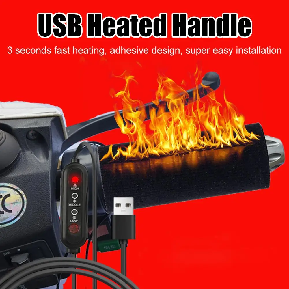USB heated handle Electric Motorcycle Heated Handlebar Cover Grips Hand Heated Cover Handgrip Heated Rechargeable