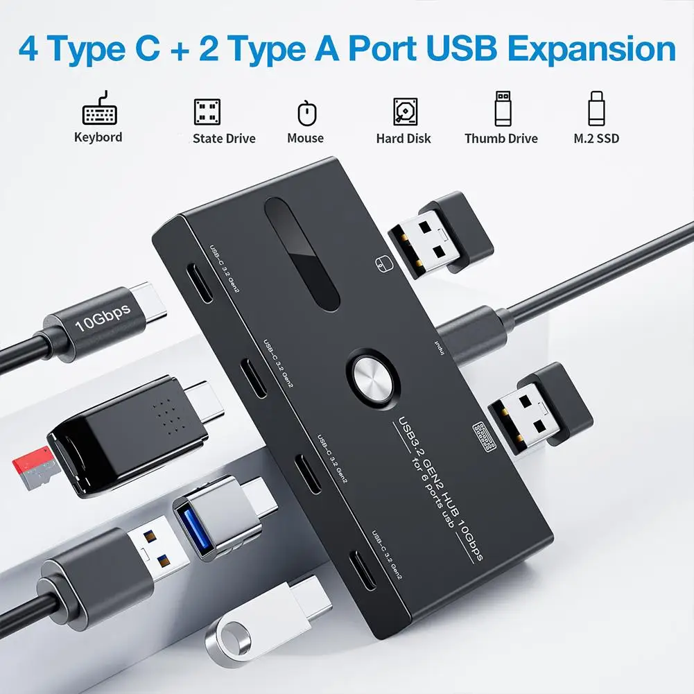 Imagem -03 - Base de Expansão Usb tipo c Divisor Compatível tipo 10 Hub 3.2 2ª Geração Portas