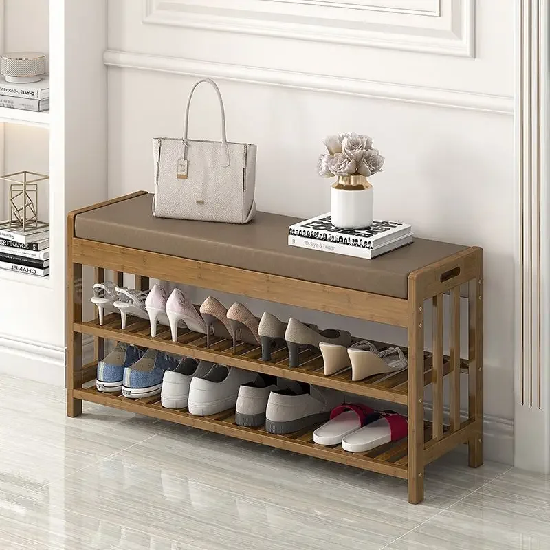 

Bamboo Shoe Change Stool Simple Modern Home Doorway Shoe Cabinet Stool Can Sit Wear Shoe Stool Multi-functional Bench Furniture