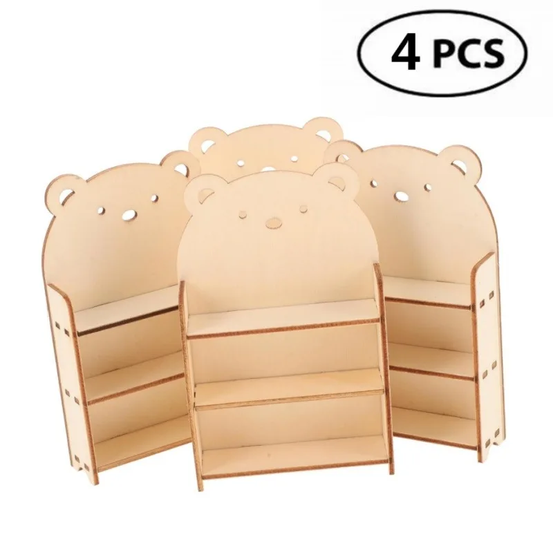 4개 미니 인형집 책장 미니어처 책장 가구 창의적 놀이용 인형집 장식 상상력 있는 장면용