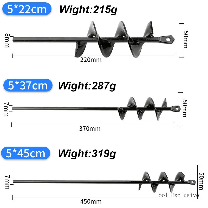 Drill Bit Set Ground Auger Bit Garden Auger Bit Set Loose Soil Planting Auger Garden Auger Soil Carbon Steel Gardening Tools