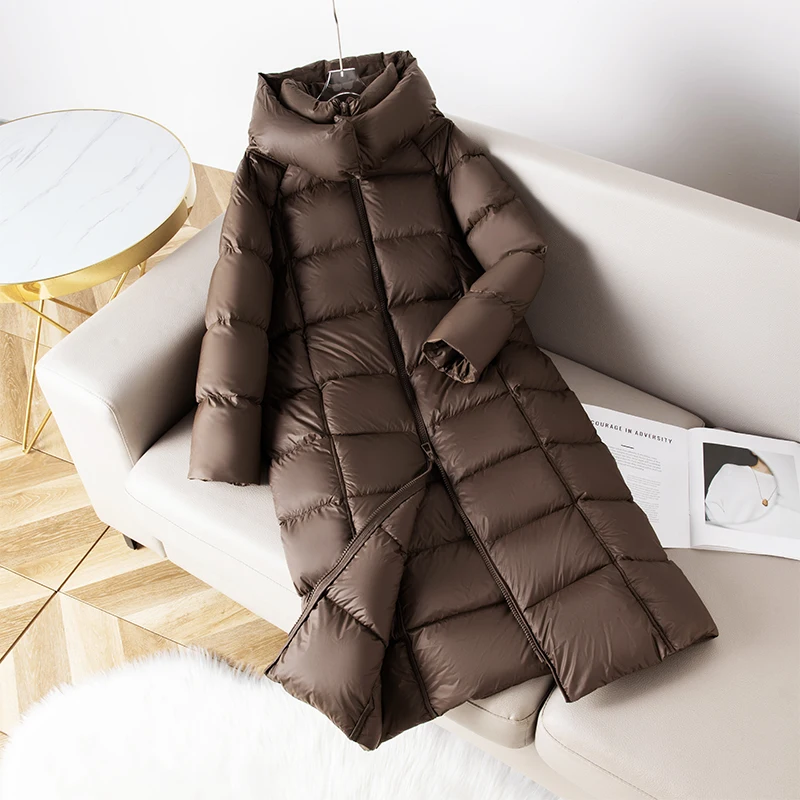 

Cold resistant -40 degree Thick 90 White goose Down Jacket for women Winter 2025 New Korean version Loose Long Hooded Down Coats