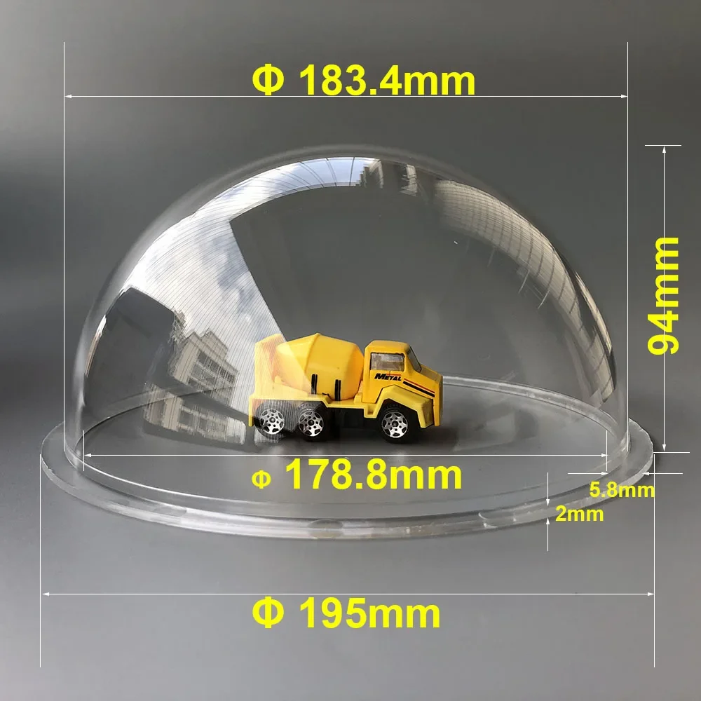 

195x94mm 7.67 Inch PC Material High Speed Camera Clear Dome Lens Cover Transparent Polycarbonate Glass Display Hemisphere